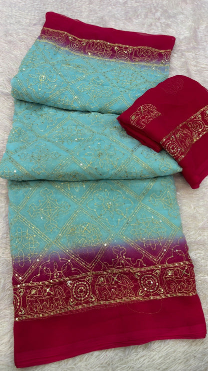 Heritage Gharchola Saree with Sequence Work