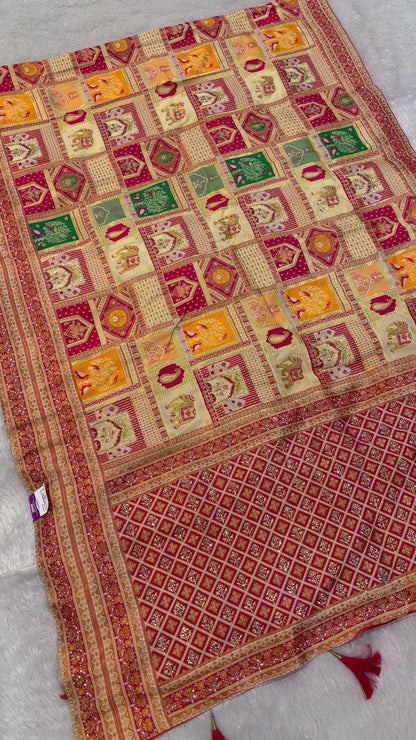 Heavy Dola Silk Rajgharana Saree (Zarkand Work)