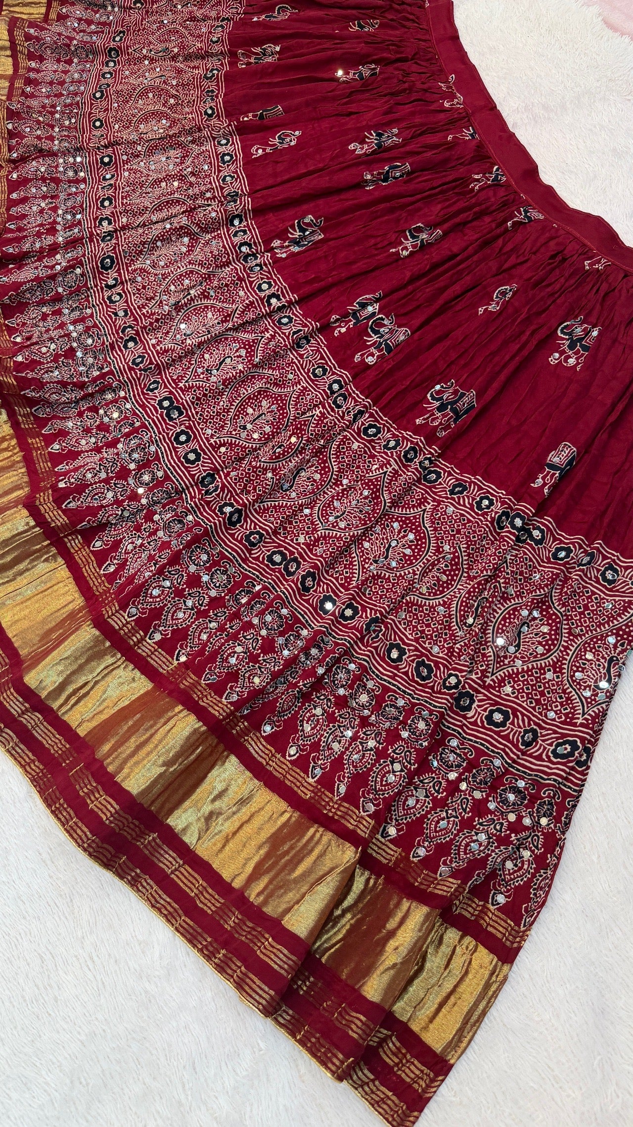 Royal Ajrakh Mirror Work Lehenga Choli Set