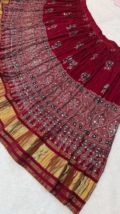 Royal Ajrakh Mirror Work Lehenga Choli Set