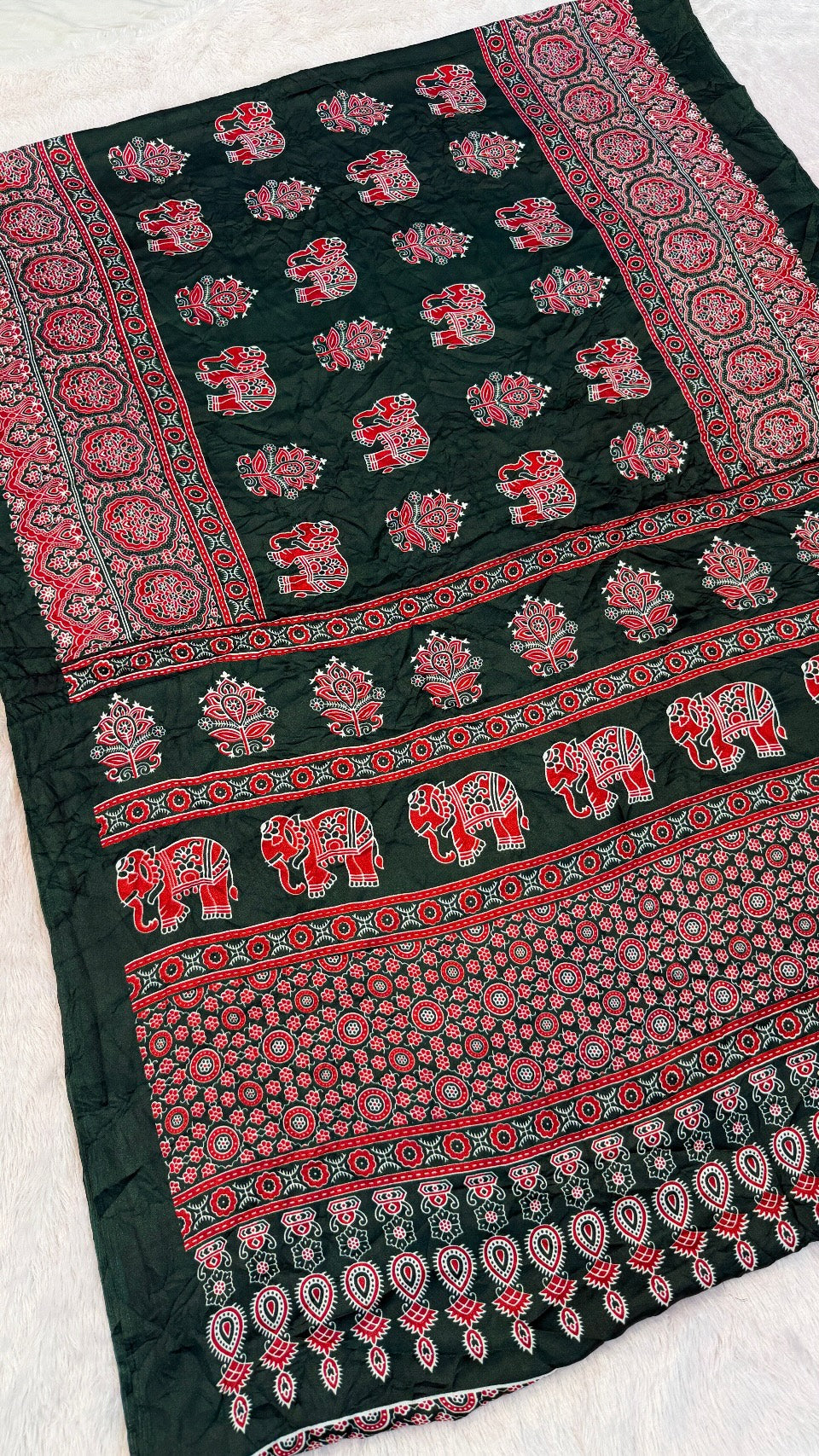 Airawar Ajrakh Crush Saree