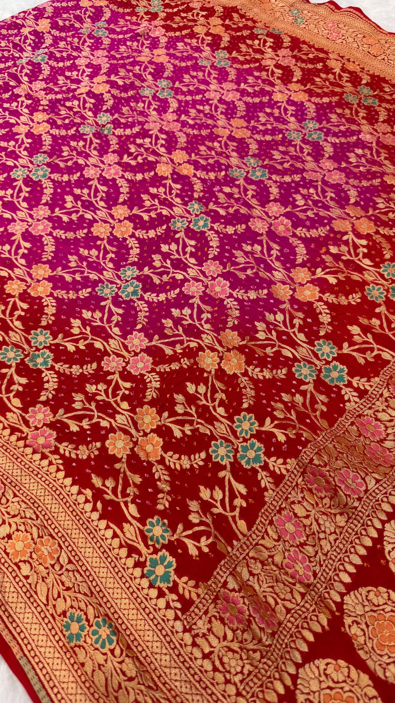 Exclusive Handwoven Original Neemzari Bandhani Saree (F)