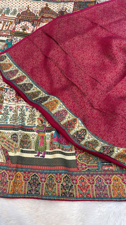 Pure Hand Weaving Kalamkari Saree (Delhi Darbar)