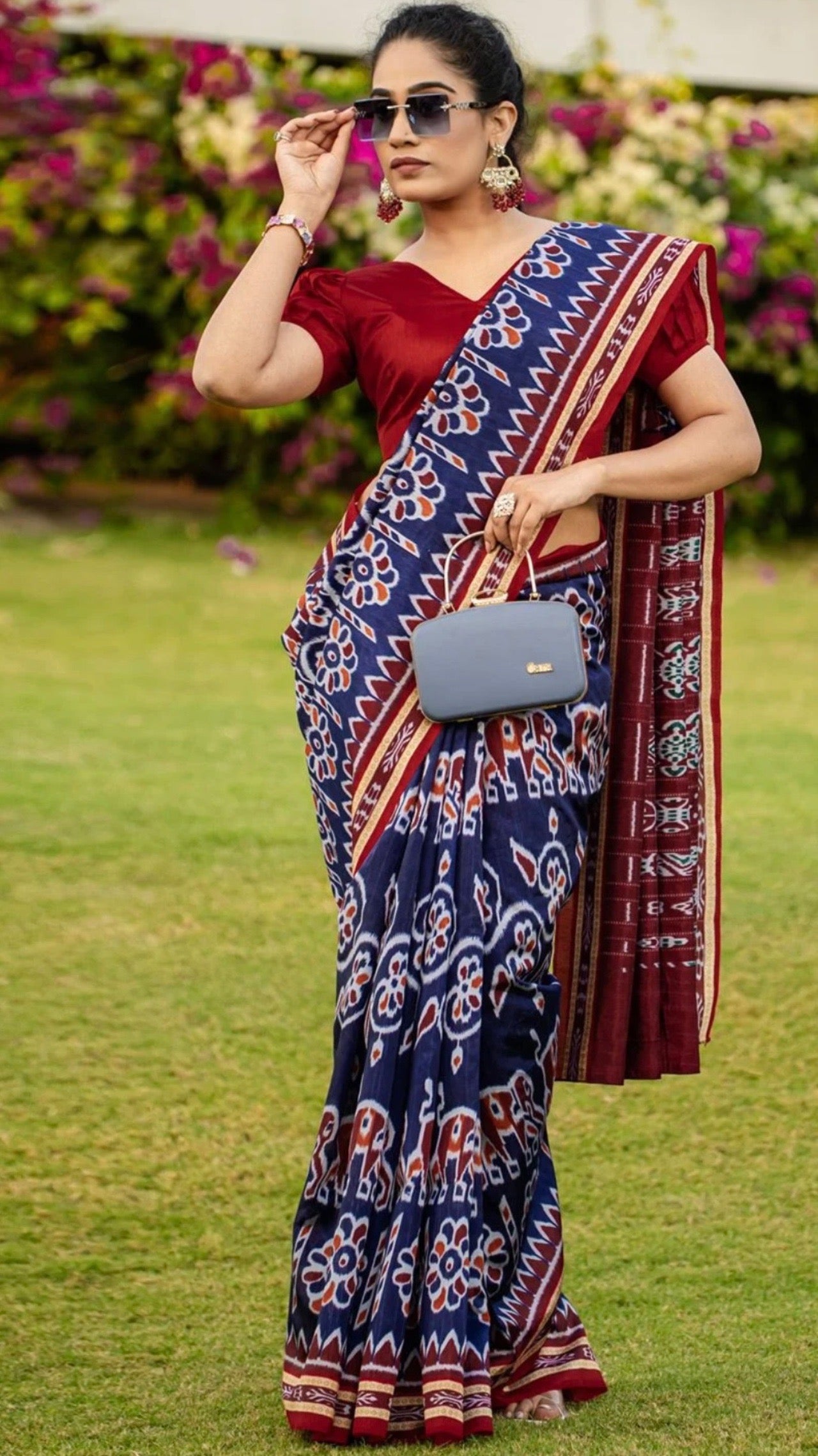 Ethnic Blue Patola Saree