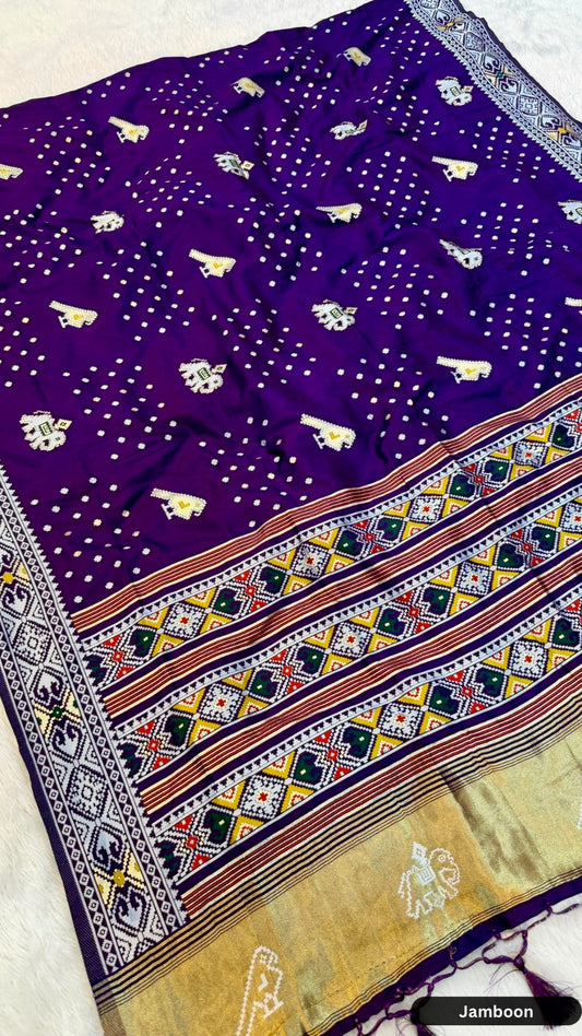 Weaving Patola Bandhej Saree (Lagadi Patta)