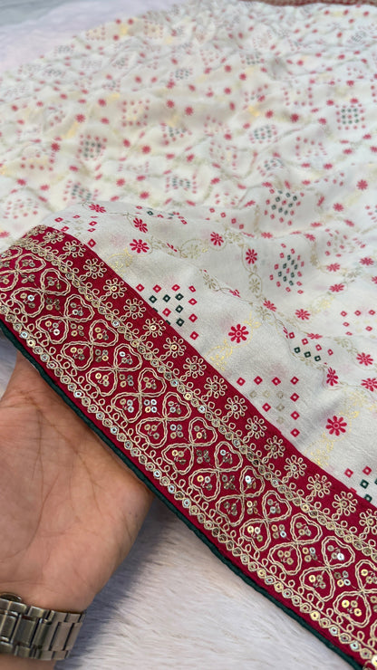 Wedding Special Rajwadi Bandhani Saree (Trending Color)