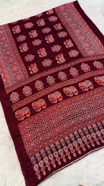 Airawar Ajrakh Crush Saree