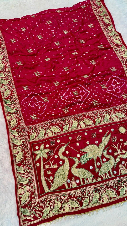Designer Handwork Pure Gaji Bandhani