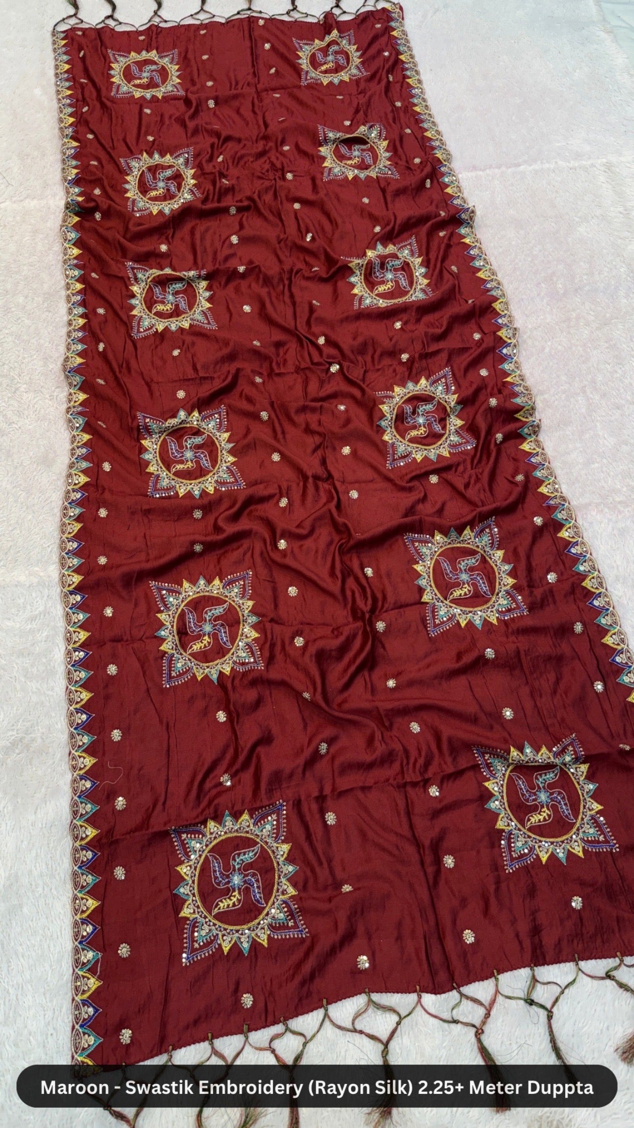 Swastik Embroidery Work Duppta
