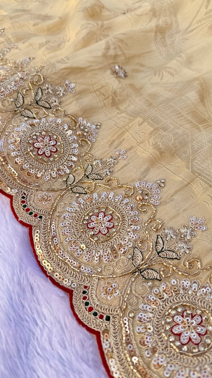 SWARNIKA IMPÉRIA : Ivory Glow Couture Saree