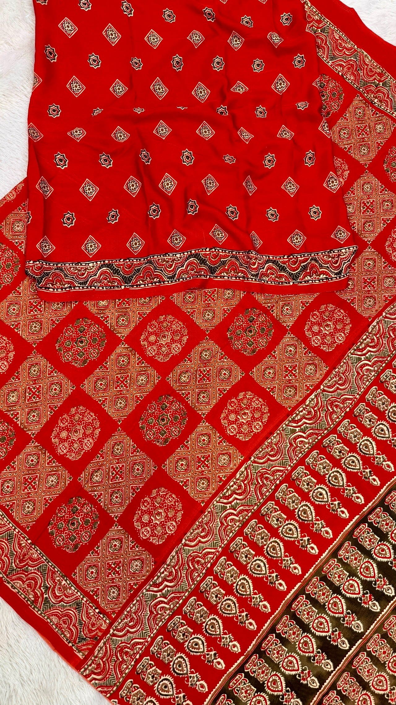 Kutch Kala Ajrakh Saree (Best Seller)