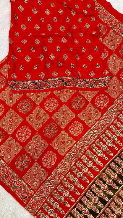Kutch Kala Ajrakh Saree (Best Seller)