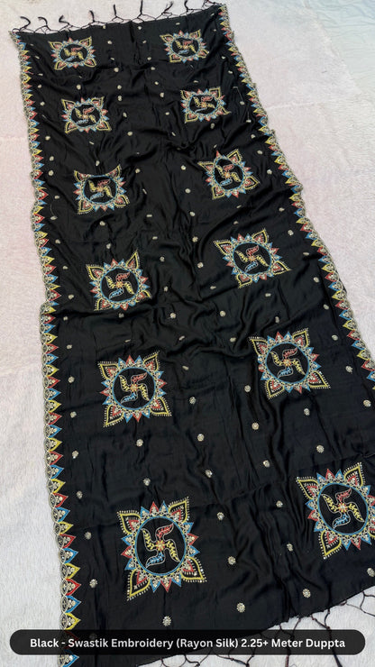 Swastik Embroidery Work Duppta