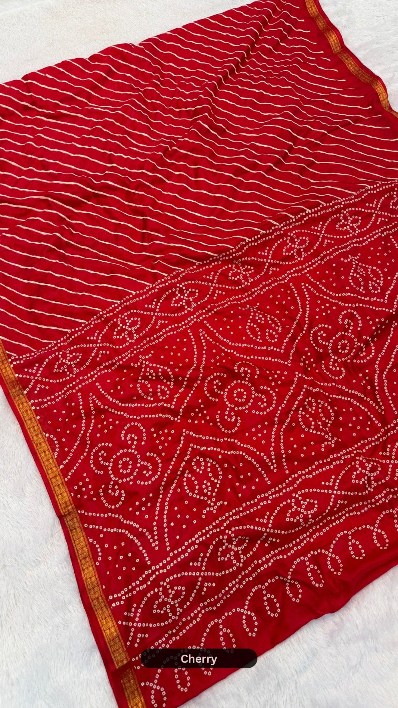 Art Silk Lehariya Bandhani Saree