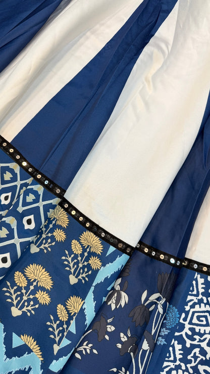 Dhabu Print Indigo Designe, 7 Meter Flare Lehanga Choli New