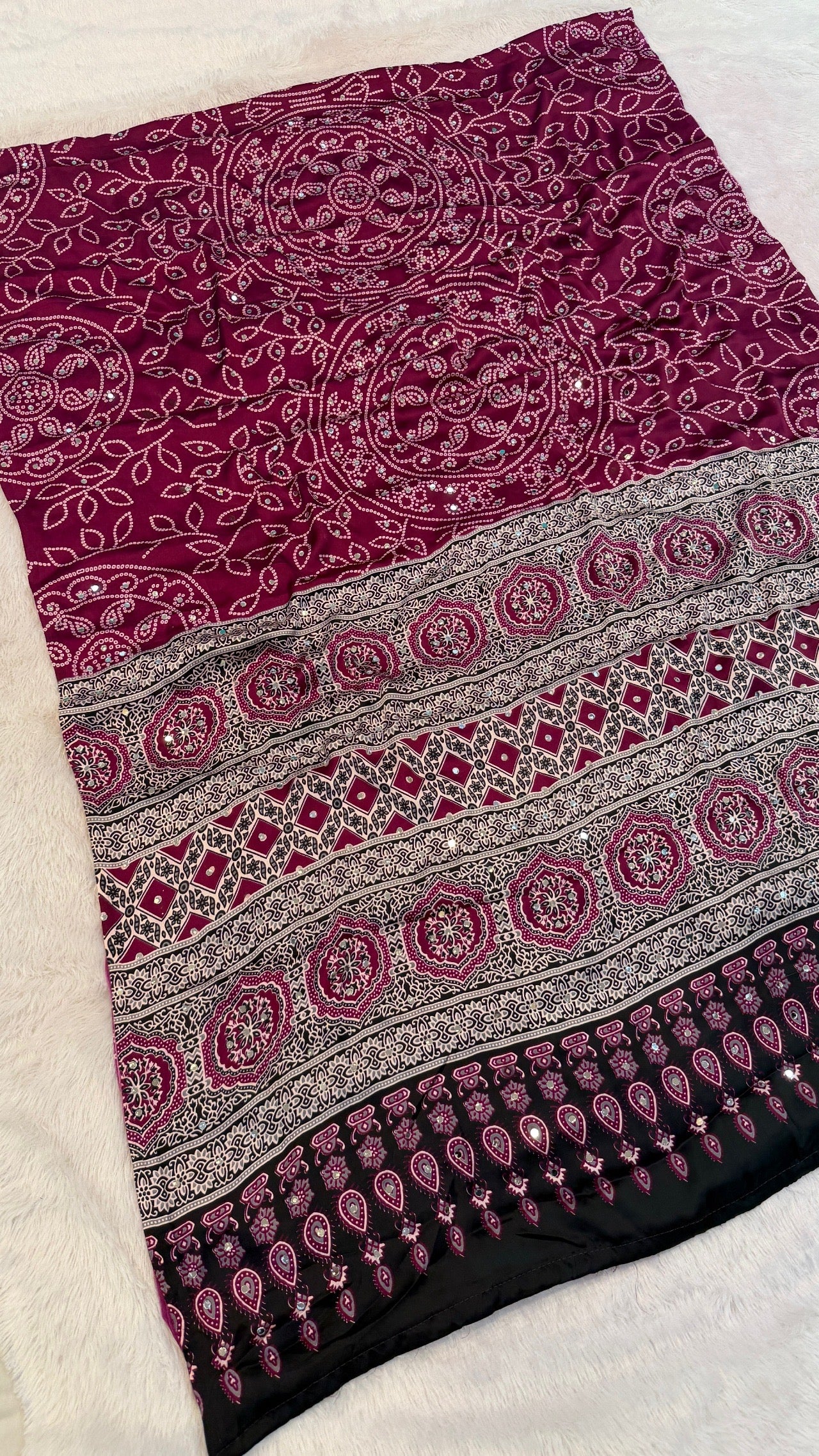 Bandhani Ajrakh With 500+ Real Mirror Saree Vol.02
