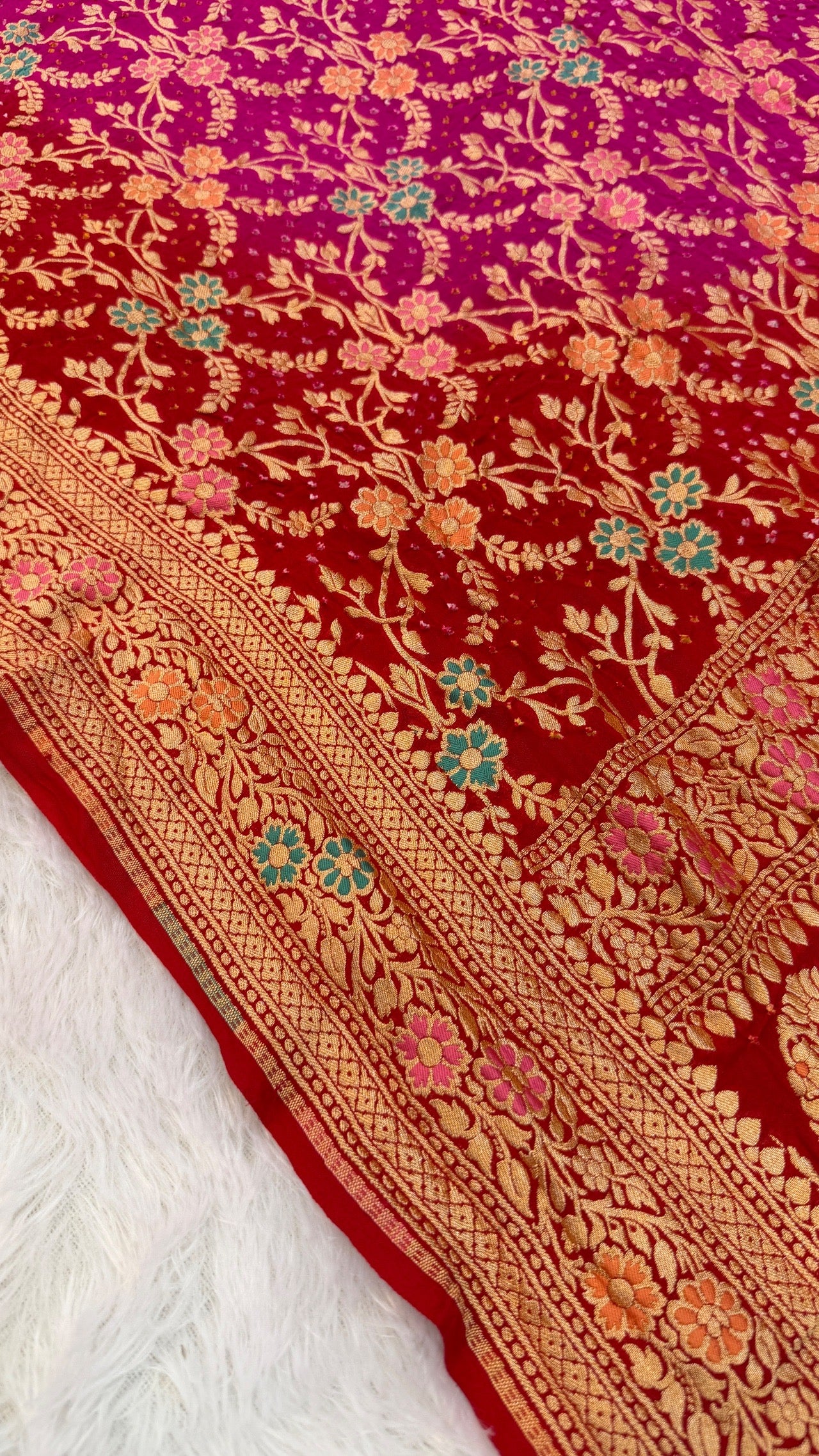 Exclusive Handwoven Original Neemzari Bandhani Saree (F)