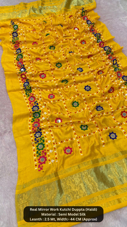 Real Mirror Kutchi Work Duppta (70+ Original Mirror)