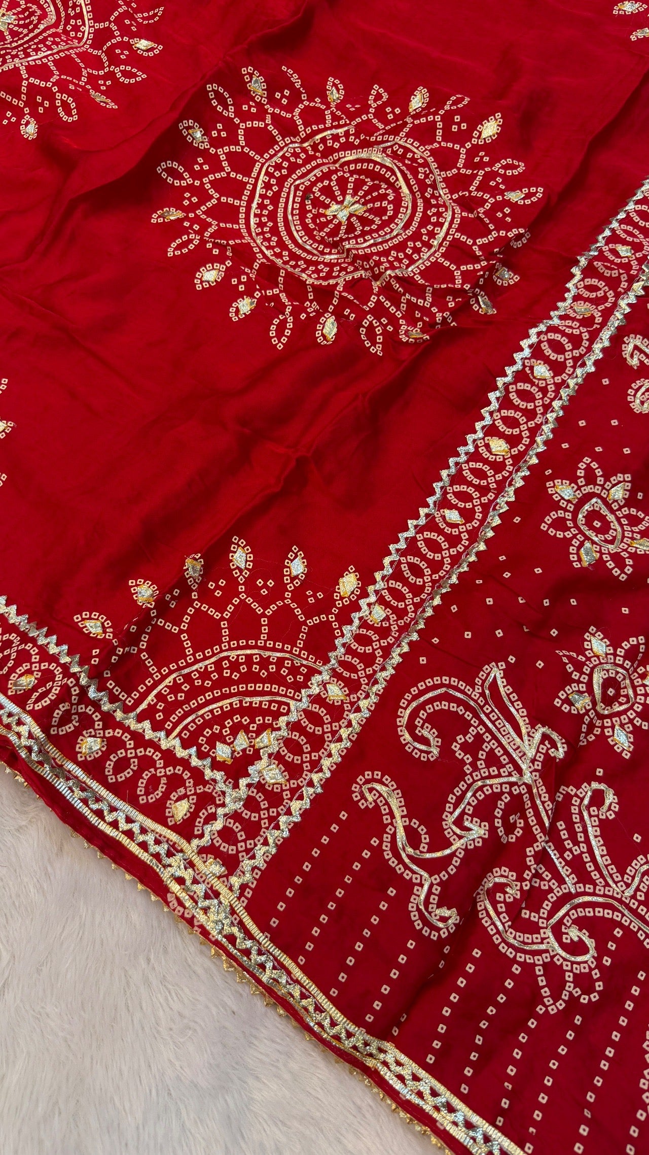 Royal Gottapatti Silk Bandhej Saree (RED-VS)