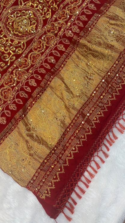 SvarṇaVastra :- Untouched and Sacred Saree with Sequence Work (Sudarshana Chakra)