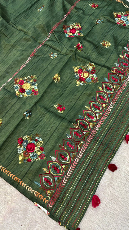 Hand Boutique French Knot Unn Work Saree (Vol.13)