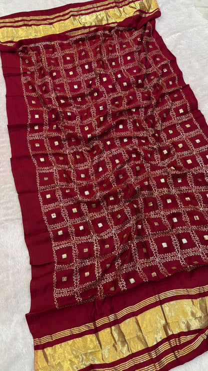 Sequence Work Duppta with Lagadi Patta (Maroon)