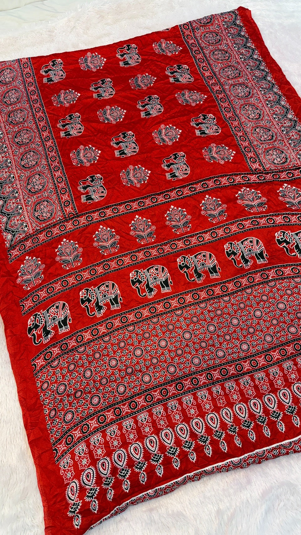 Airawar Ajrakh Crush Saree