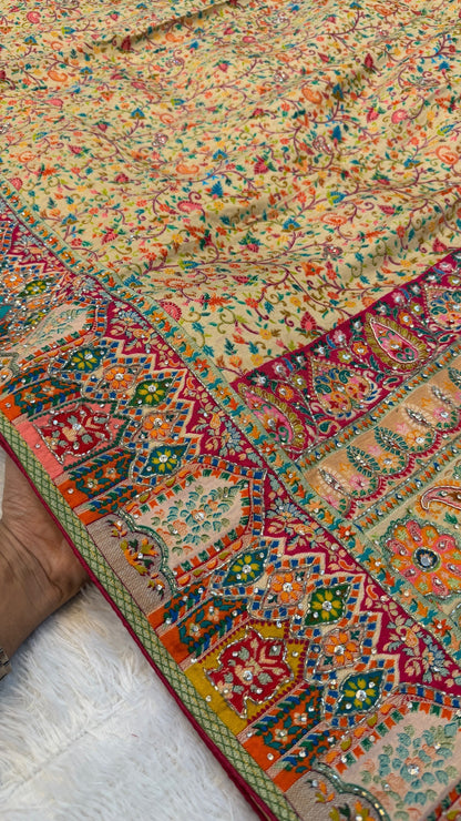 Pure Kalamkari Real Handwork Saree (2)