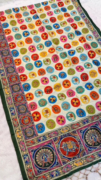 Tusser Silk Kalamkari Saree Vol.16
