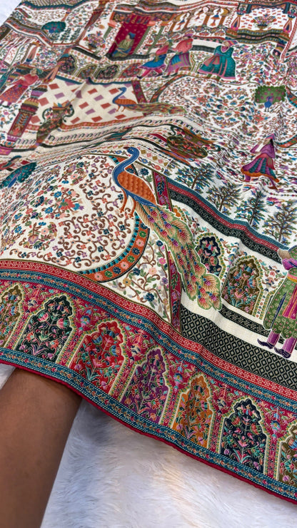 Pure Hand Weaving Kalamkari Saree (Delhi Darbar)