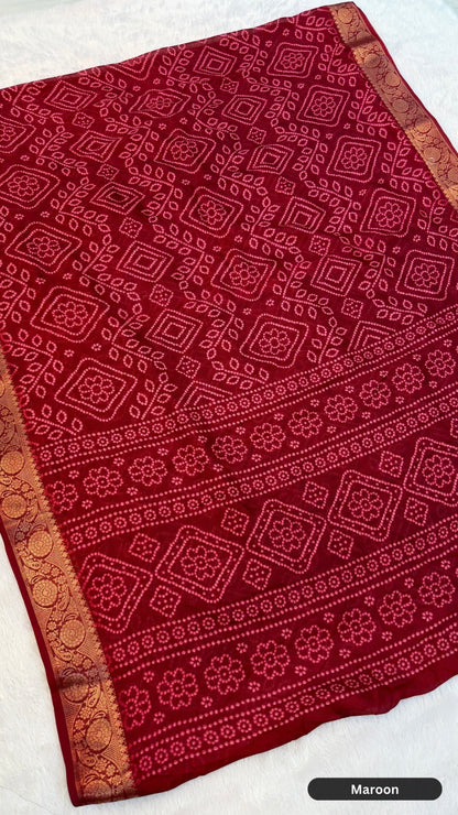 Chiffon Bandhani Saree - Perfect Festive pick !!