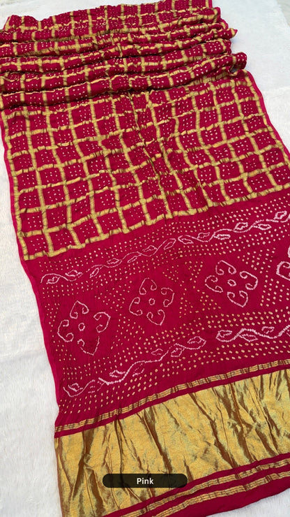 Real Bandhej Gharchola Saree By Kutchi Artisnas