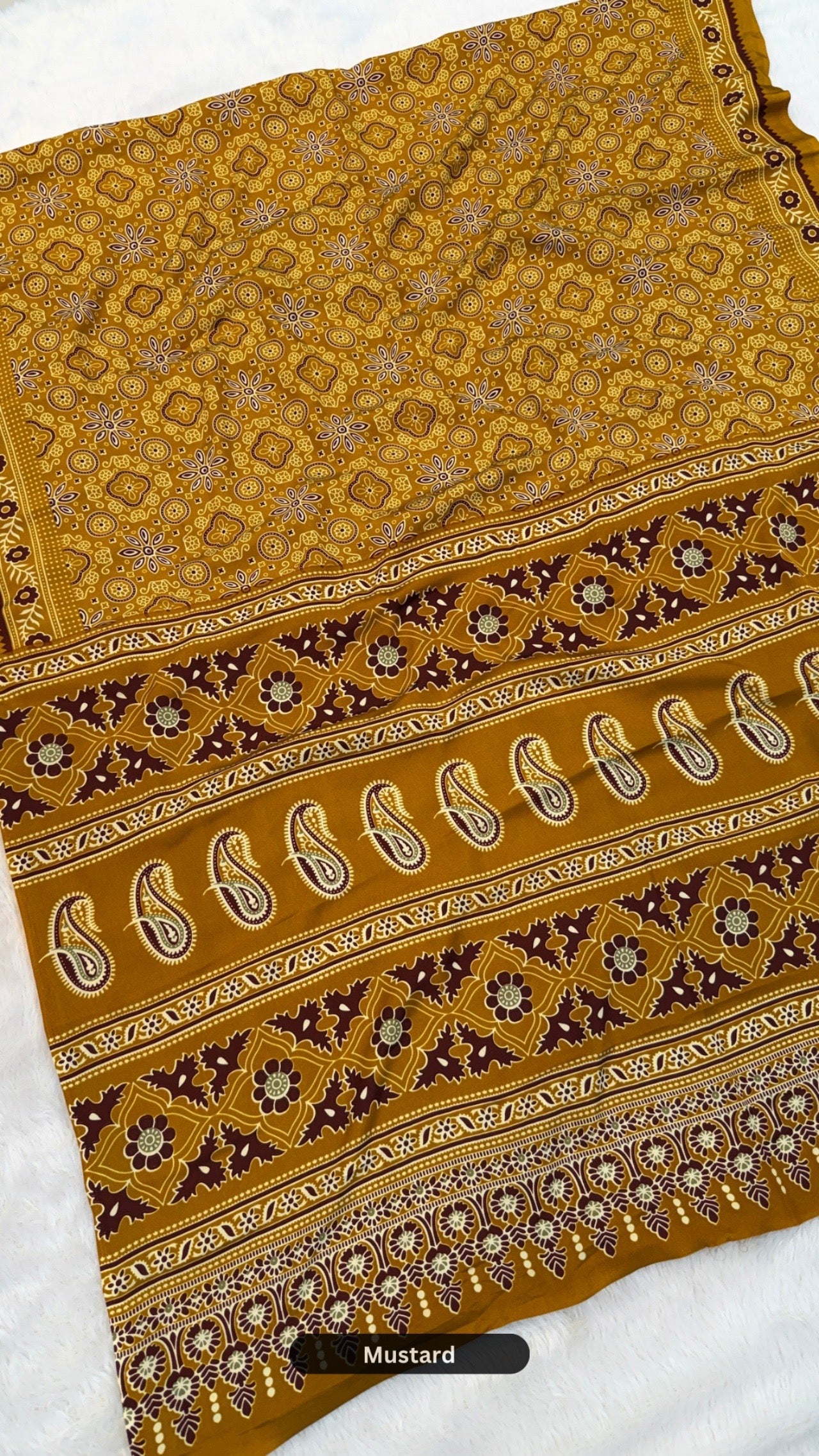 Rang-e-Ajrakh Crap Silk Saree