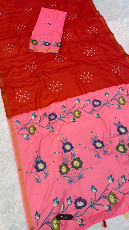 Floral Bandhani Saree - Special For Reseller