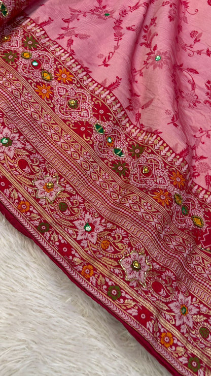 Antique Work, Marriage Season Saree (Rani)