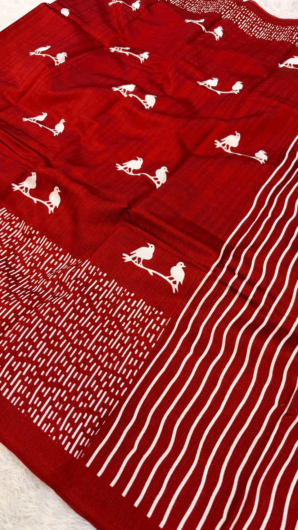 Heritage Sparrow Print Saree