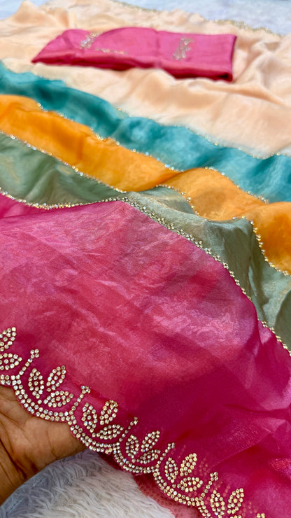 Luxurious Tri-Shade Cocktail Saree