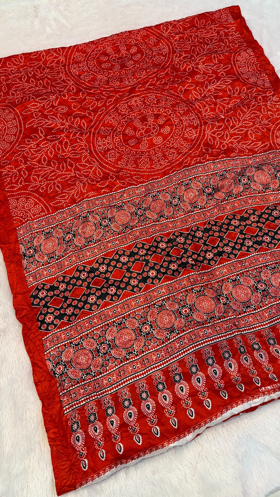 Ajrakh Bandhani Crush Saree