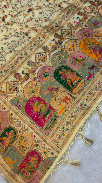 Rajwadi Pashmina Silk Saree Handwork Saree