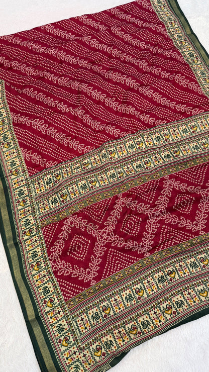 Patola Bandhani X Mul Cotten Saree