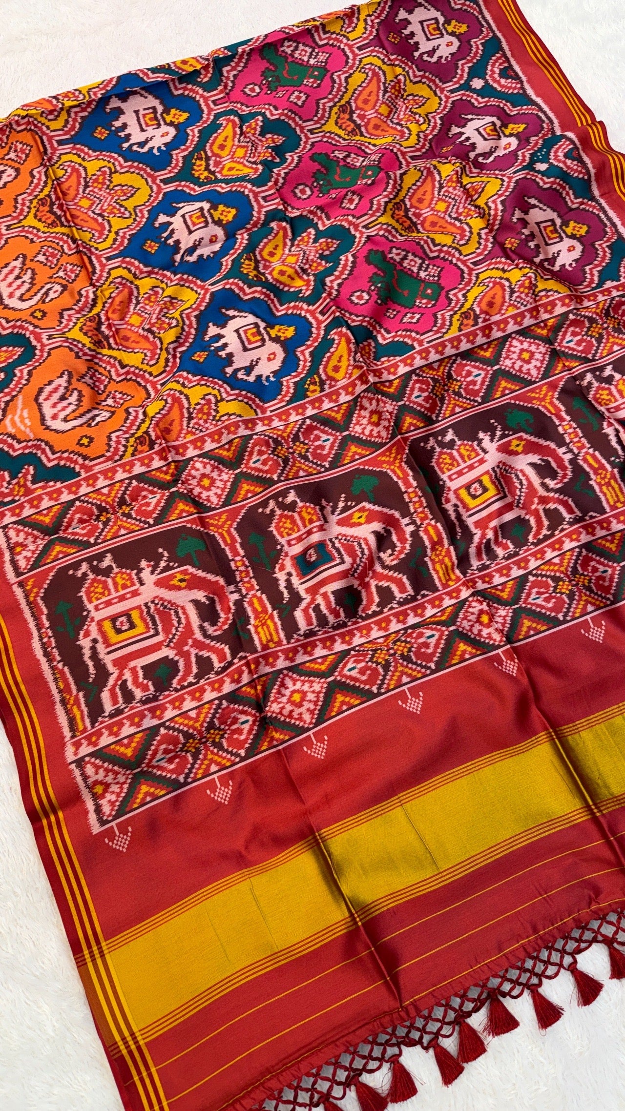 New Semi Ikkat Patola Saree with Beautiful Tussle Vol.2