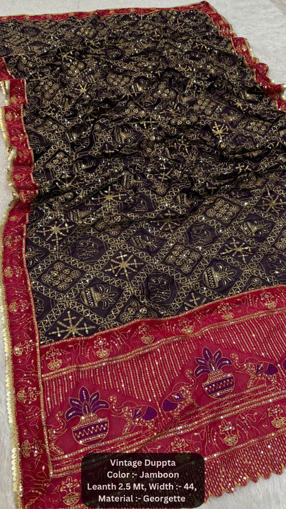 Vintage Duppta, One Side Pallu - Jamboon