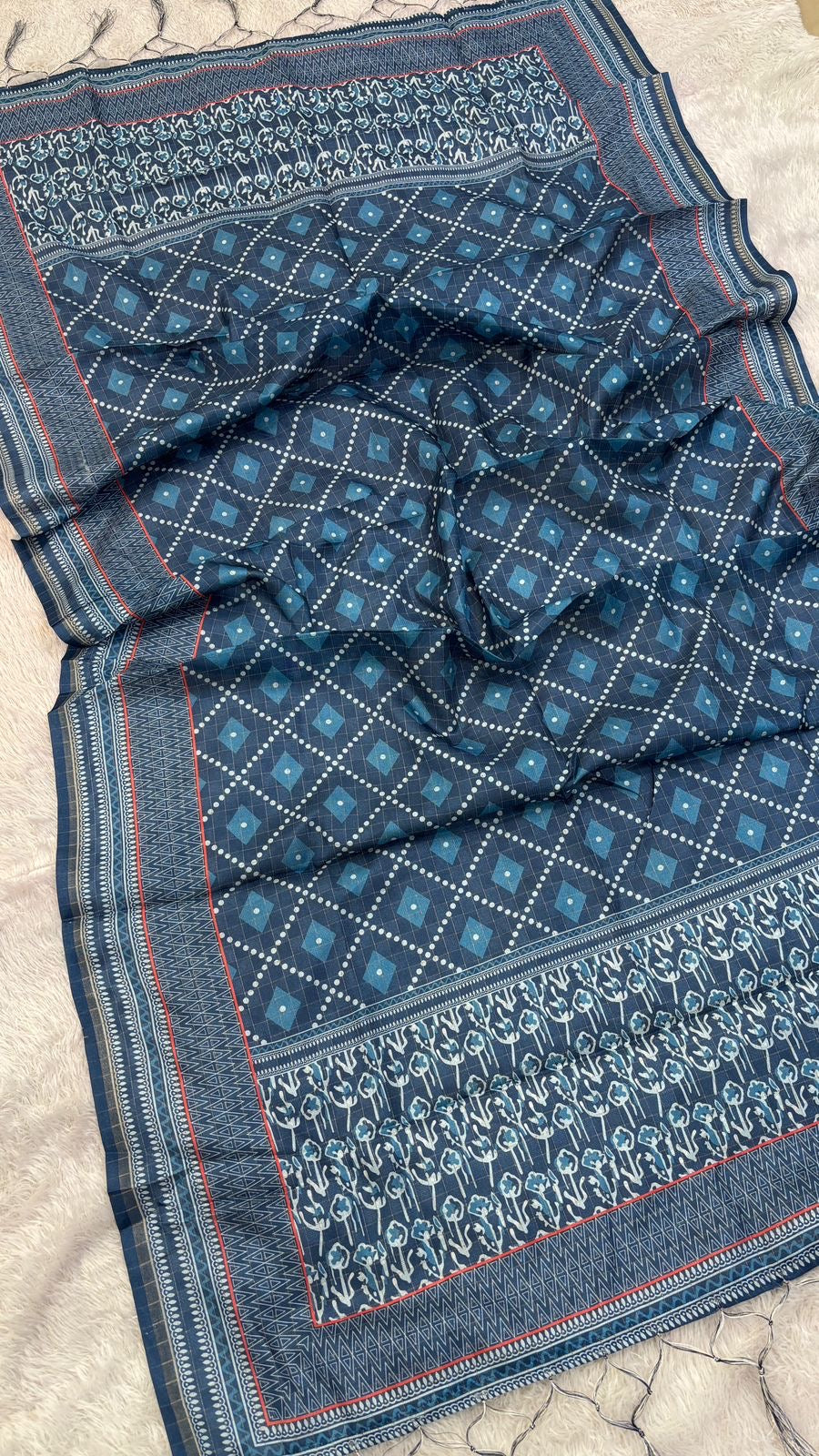 Dhabu Print Indigo Designe, 7 Meter Flare Lehanga Choli