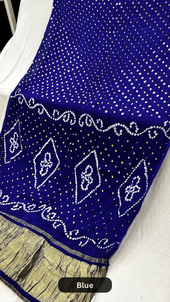 Pure Gaji Hand Bandhej Saree (Model Silk)