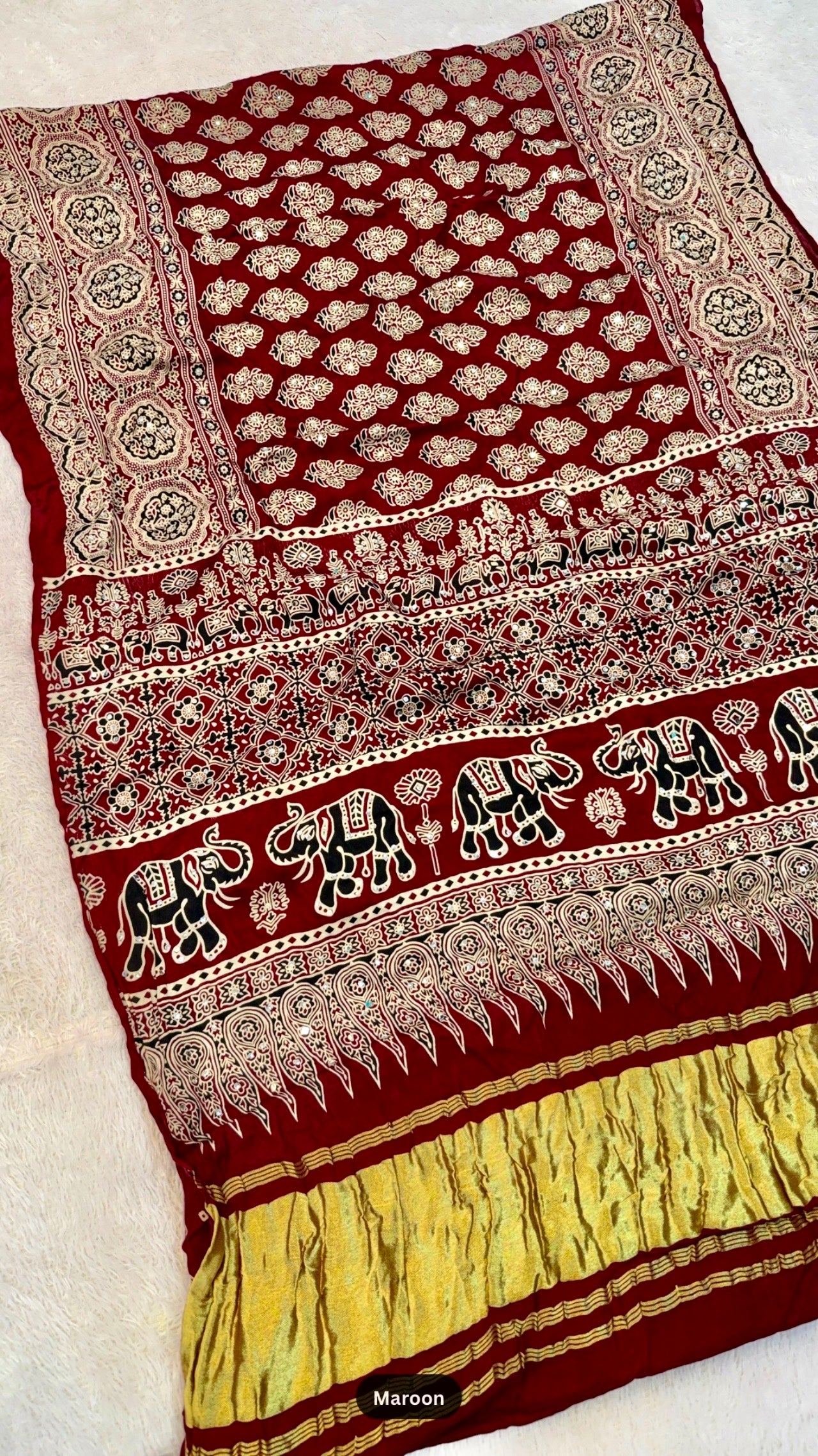 Handblock Ajrakh Mirror Saree Vol.2 (500+ Real Mirror)