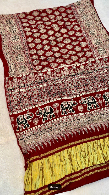 Handblock Ajrakh Mirror Saree Vol.2 (500+ Real Mirror)