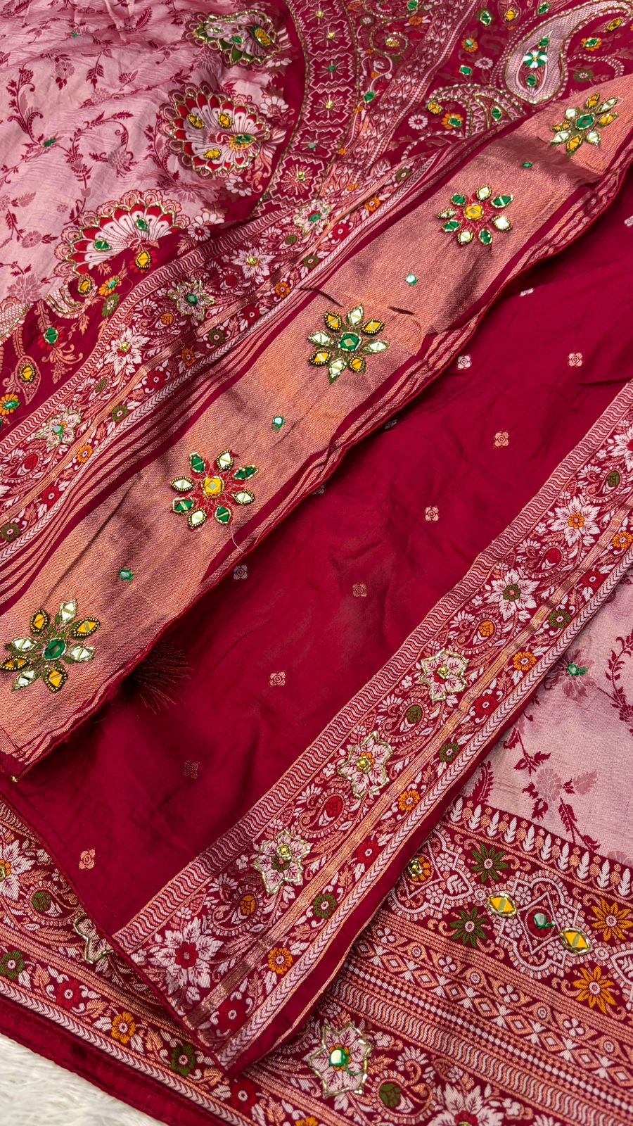 Antique Work, Marriage Season Saree (Cherry)