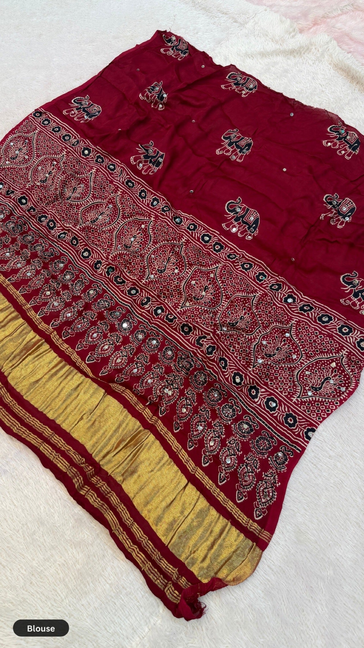 Royal Ajrakh Mirror Work Lehenga Choli Set