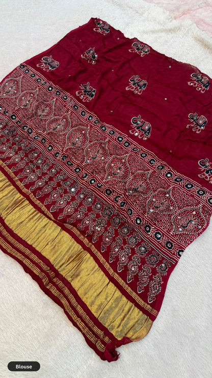 Royal Ajrakh Mirror Work Lehenga Choli Set