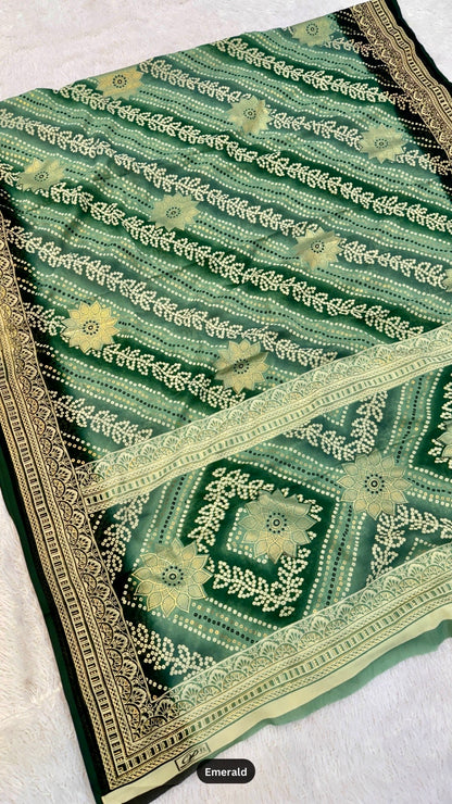Floral Lehariya Saree